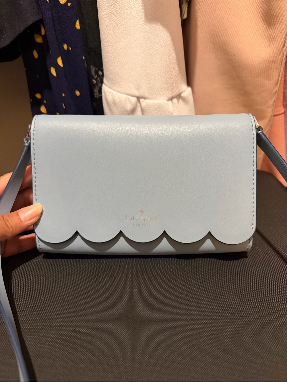 kate spade Light Blue Scalloped Flap Crossbody Bag